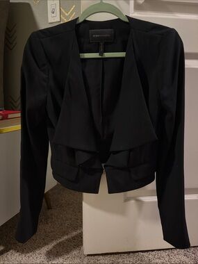 BCBGMaxAzria Black Draped Open-Front Blazer